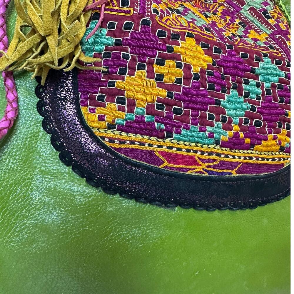 Ibiza World Family Handbag Women's Handcrafted Leather Embroidered Boho Artsy - Picture 12 of 16